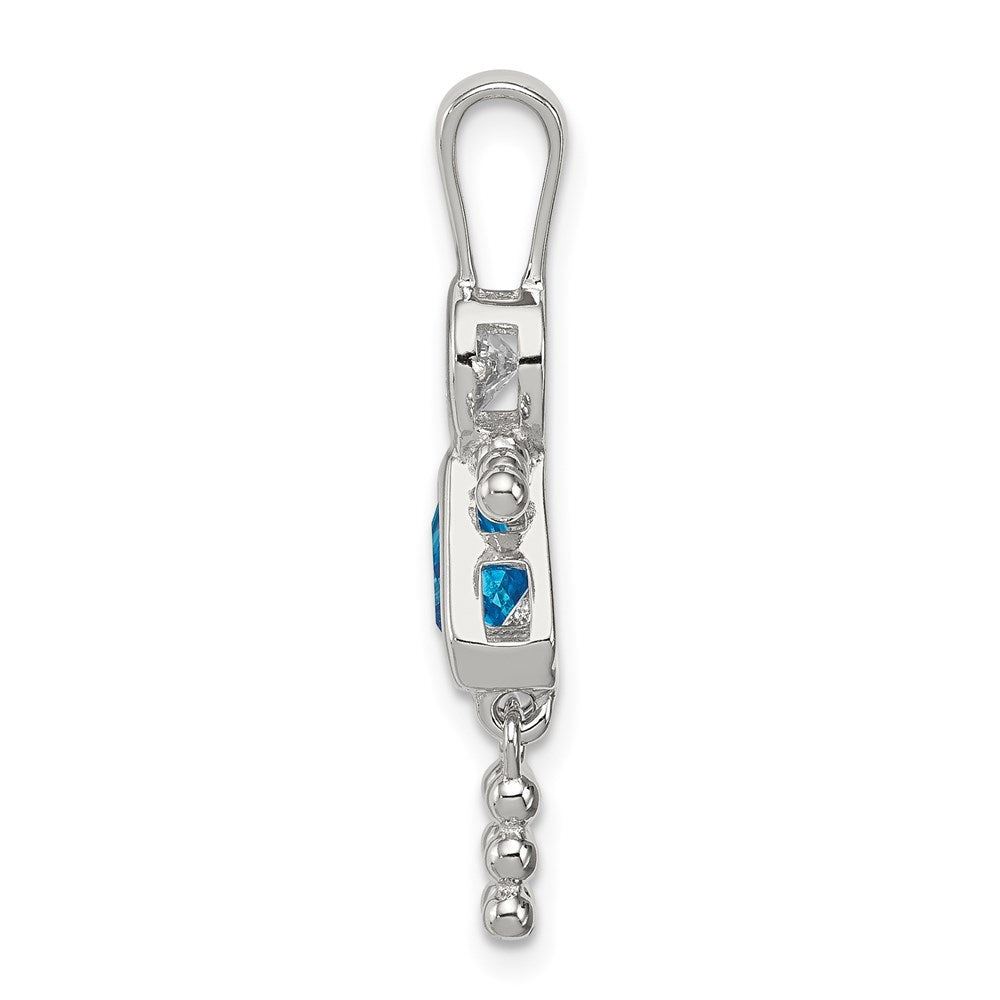 Sterlingsilber Rhodiniert Zirkonia & December Glas Mädchen Anhänger