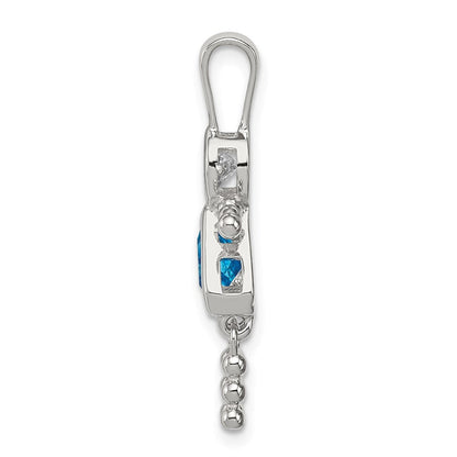 Sterlingsilber Rhodiniert Zirkonia & December Glas Mädchen Anhänger