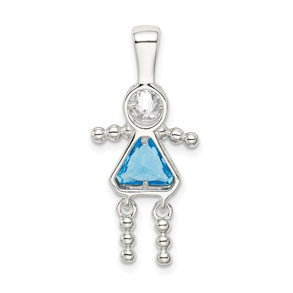 Sterlingsilber Rhodiniert Zirkonia & December Glas Mädchen Anhänger