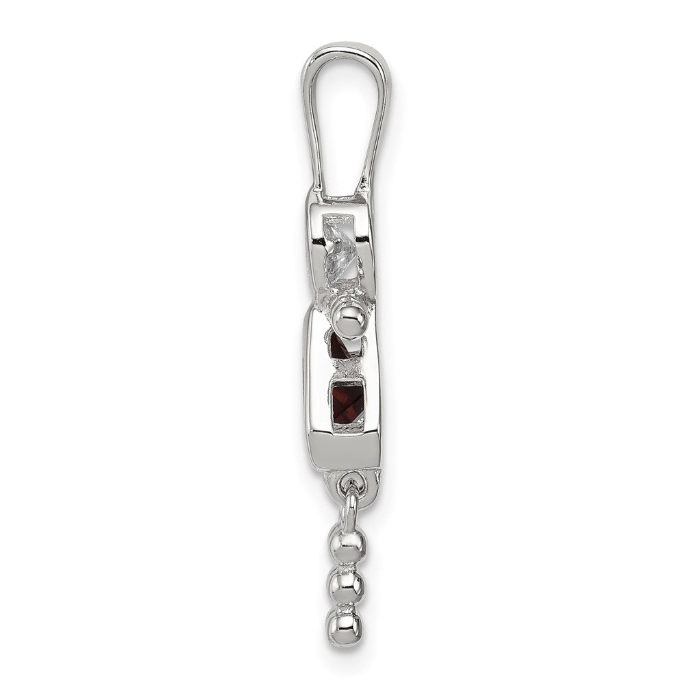 Sterlingsilber Rhodiniert Zirkonia & February Glas Mädchen Anhänger