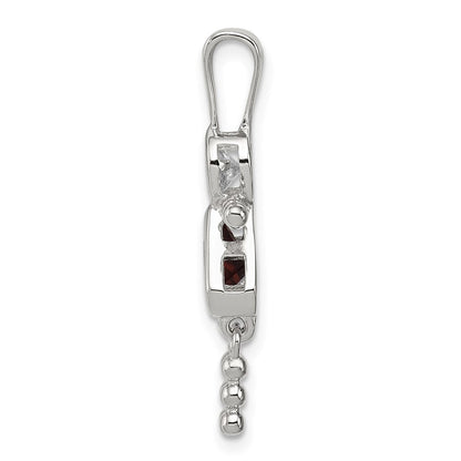 Sterlingsilber Rhodiniert Zirkonia & February Glas Mädchen Anhänger