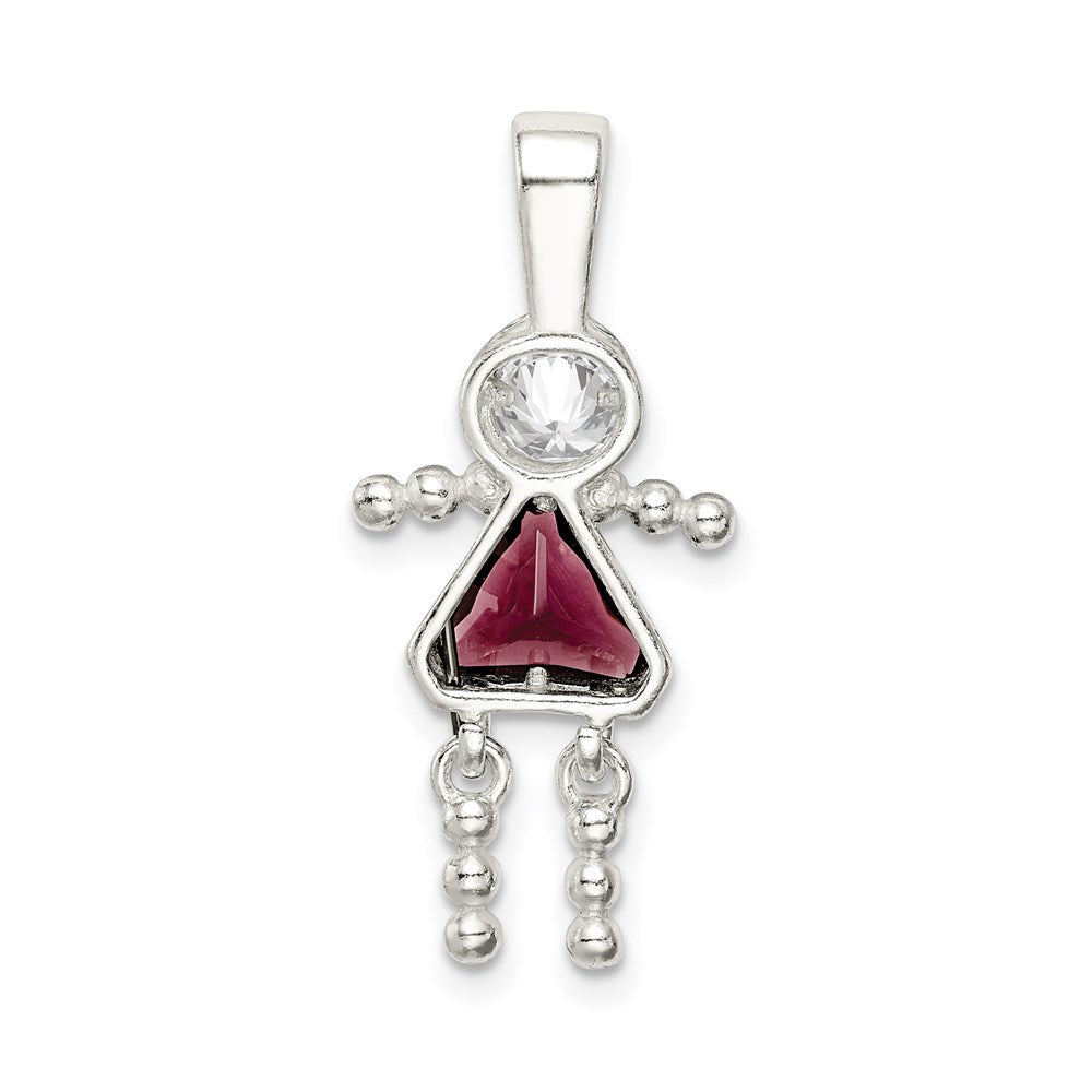 Sterlingsilber Rhodiniert Zirkonia & February Glas Mädchen Anhänger
