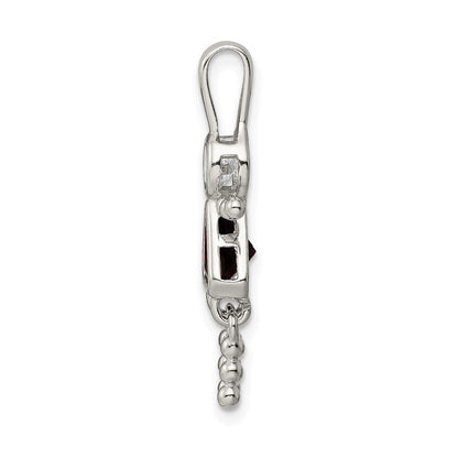 Sterlingsilber Rhodiniert Zirkonia & January Glas Mädchen Anhänger
