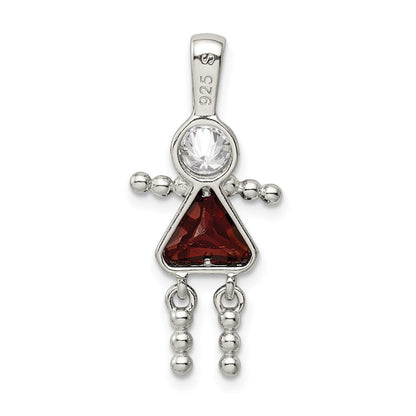 Sterlingsilber Rhodiniert Zirkonia & January Glas Mädchen Anhänger