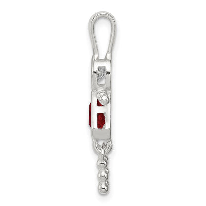Sterlingsilber Rhodiniert Zirkonia & July Glas Mädchen Anhänger