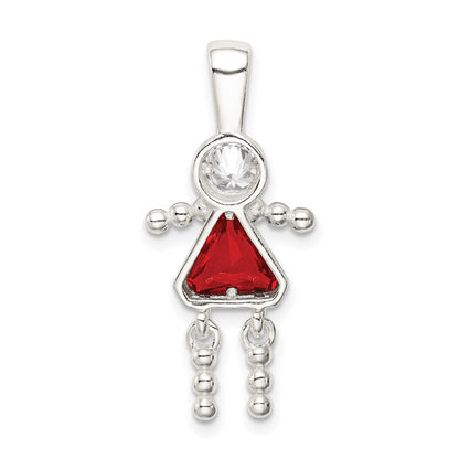 Sterlingsilber Rhodiniert Zirkonia & July Glas Mädchen Anhänger