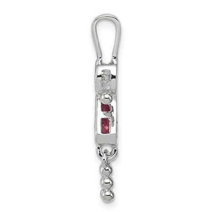 Sterlingsilber Rhodiniert Zirkonia & June Glas Mädchen Anhänger