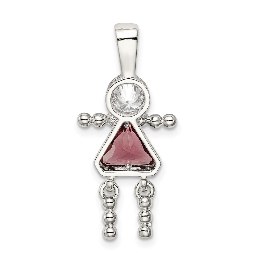 Sterlingsilber Rhodiniert Zirkonia & June Glas Mädchen Anhänger