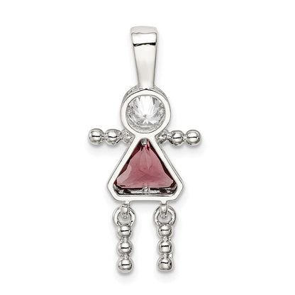 Sterlingsilber Rhodiniert Zirkonia & June Glas Mädchen Anhänger