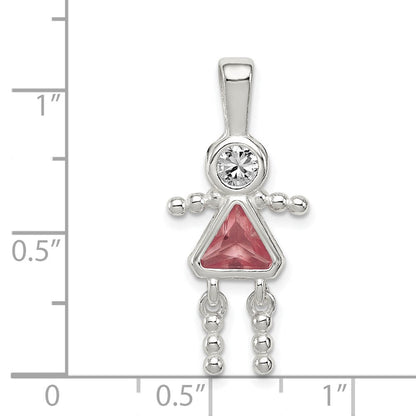 Sterlingsilber Rhodiniert Zirkonia & June Glas Mädchen Anhänger