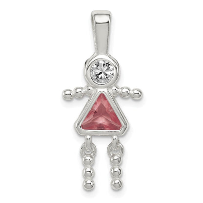 Sterlingsilber Rhodiniert Zirkonia & June Glas Mädchen Anhänger