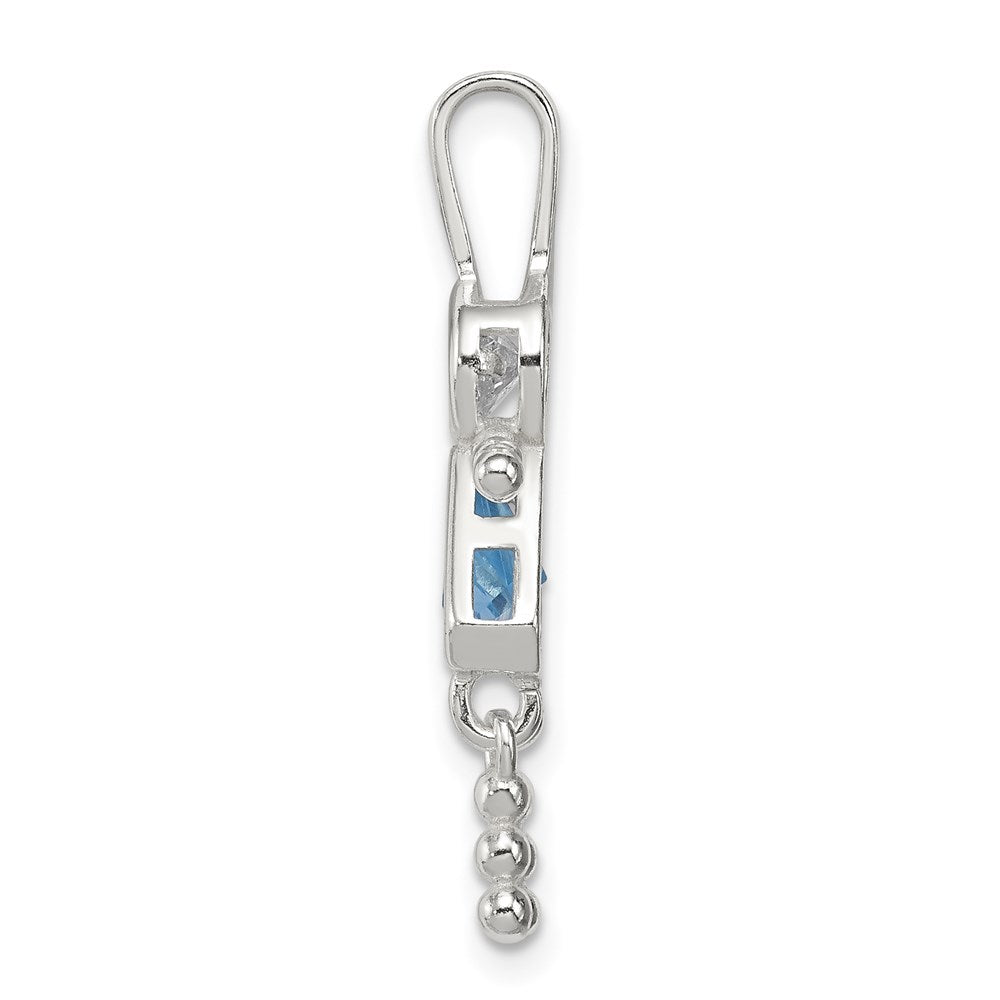 Sterlingsilber Rhodiniert Zirkonia & March Glas Mädchen Anhänger