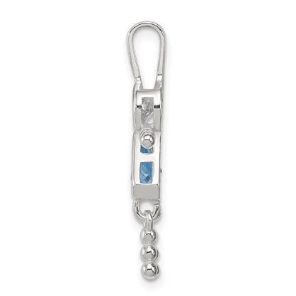 Sterlingsilber Rhodiniert Zirkonia & March Glas Mädchen Anhänger