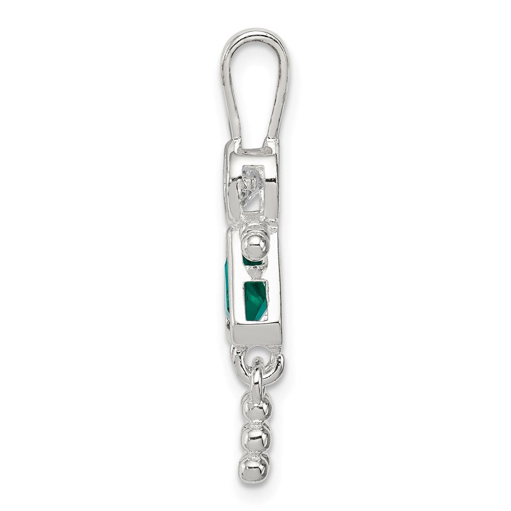 Sterlingsilber Rhodiniert Zirkonia & May Glas Mädchen Anhänger