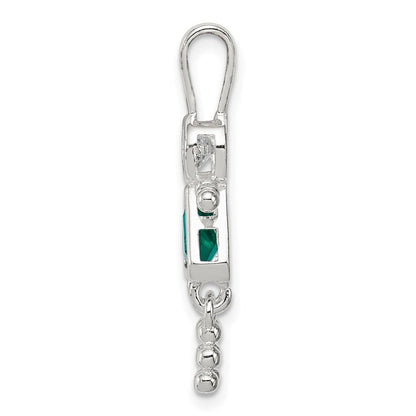 Sterlingsilber Rhodiniert Zirkonia & May Glas Mädchen Anhänger