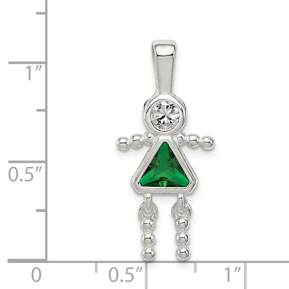 Sterlingsilber Rhodiniert Zirkonia & May Glas Mädchen Anhänger