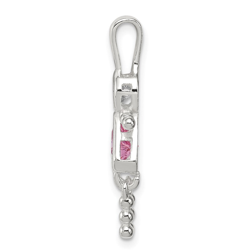 Sterlingsilber Rhodiniert Zirkonia & October Rosa Mädchen Anhänger