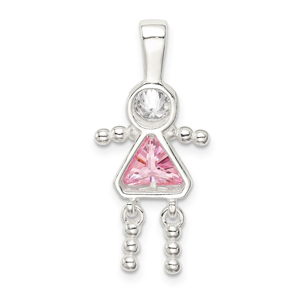 Sterlingsilber Rhodiniert Zirkonia & October Rosa Mädchen Anhänger