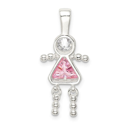 Sterlingsilber Rhodiniert Zirkonia & October Rosa Mädchen Anhänger