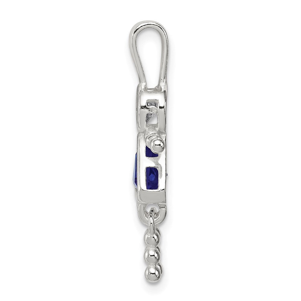 Sterlingsilber Rhodiniert Zirkonia & September Glas Mädchen Anhänger