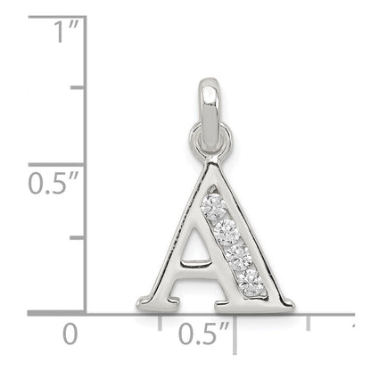 Sterlingsilber Weiß Zirkonia Buchstabe A Initiale Anhänger