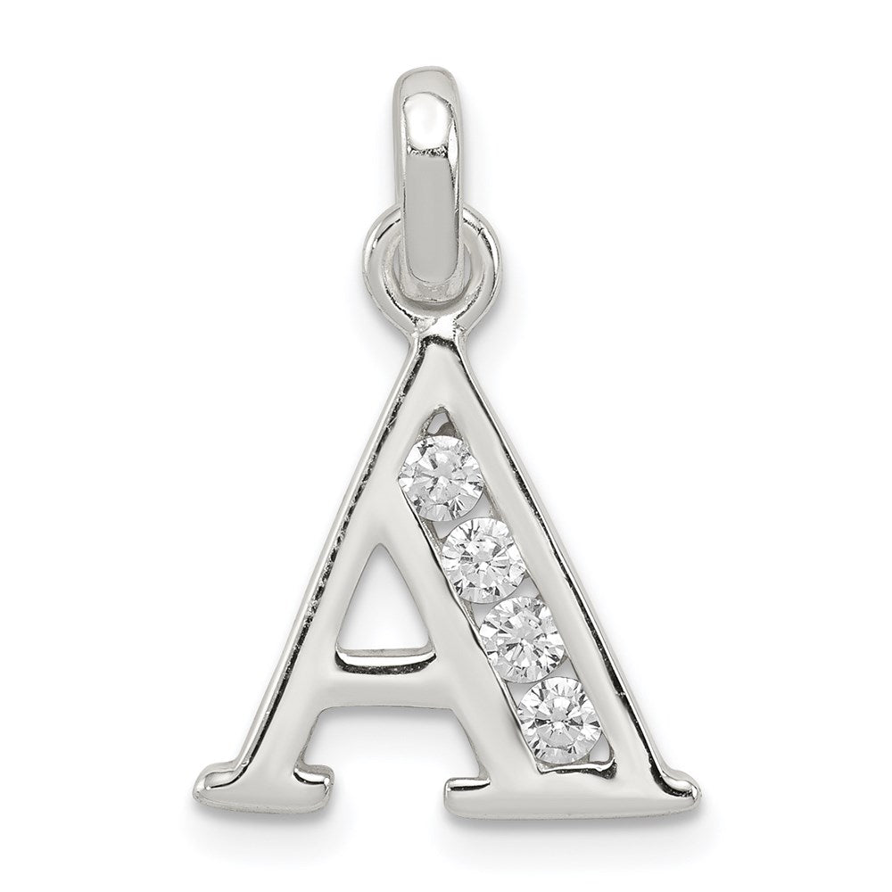 Sterlingsilber Weiß Zirkonia Buchstabe A Initiale Anhänger