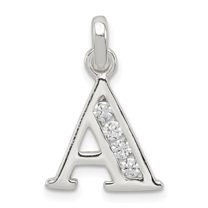 Sterlingsilber Weiß Zirkonia Buchstabe A Initiale Anhänger