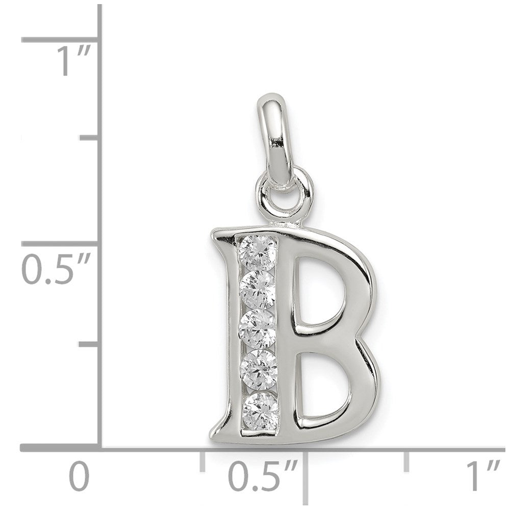 Sterlingsilber Weiß Zirkonia Buchstabe B Initiale Anhänger