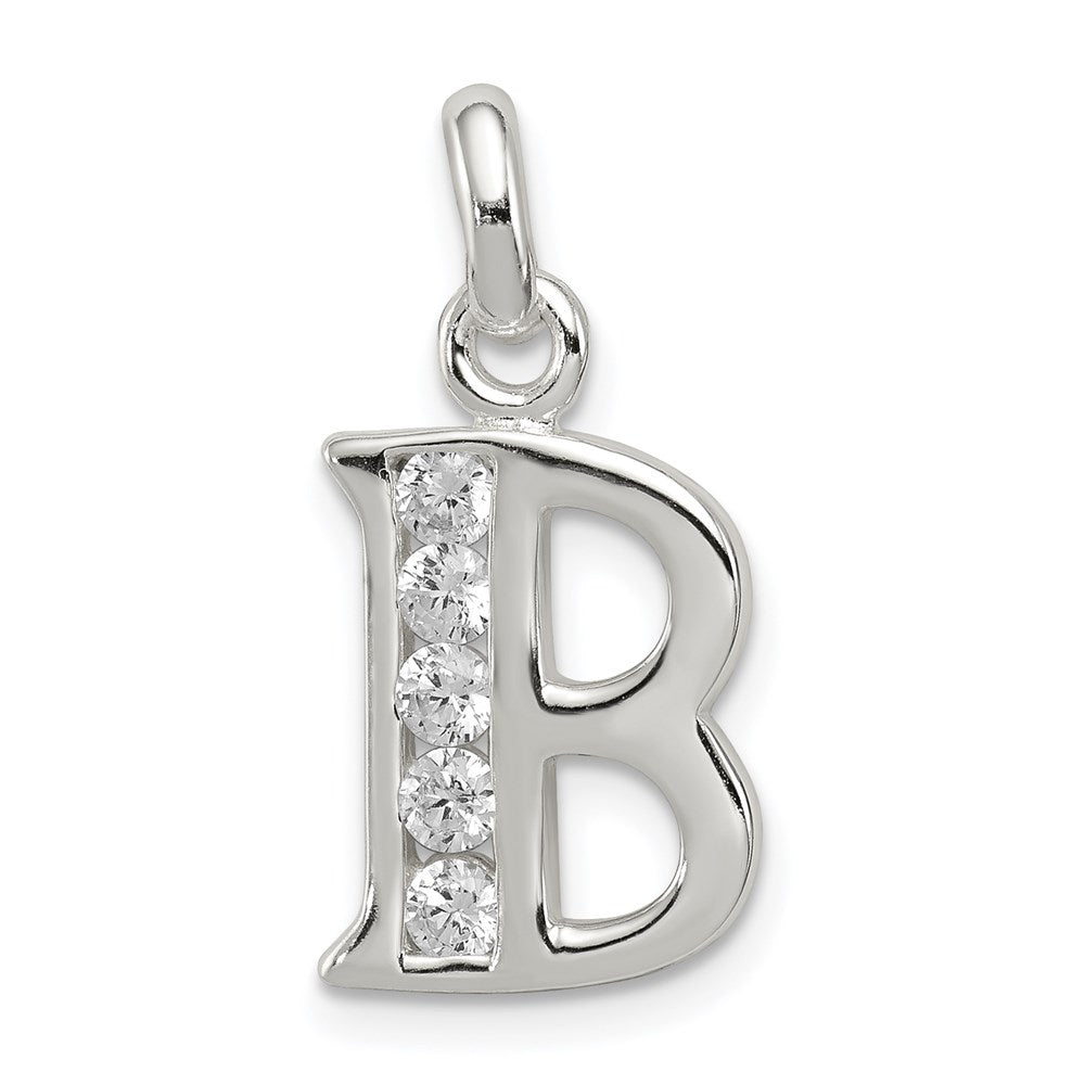 Sterlingsilber Weiß Zirkonia Buchstabe B Initiale Anhänger