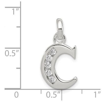 Sterlingsilber Weiß Zirkonia Buchstabe C Initiale Anhänger