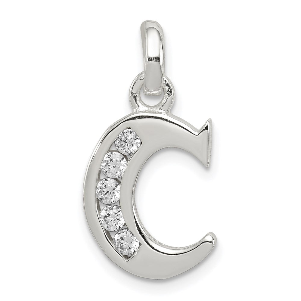 Sterlingsilber Weiß Zirkonia Buchstabe C Initiale Anhänger