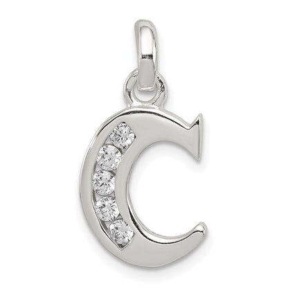 Sterlingsilber Weiß Zirkonia Buchstabe C Initiale Anhänger