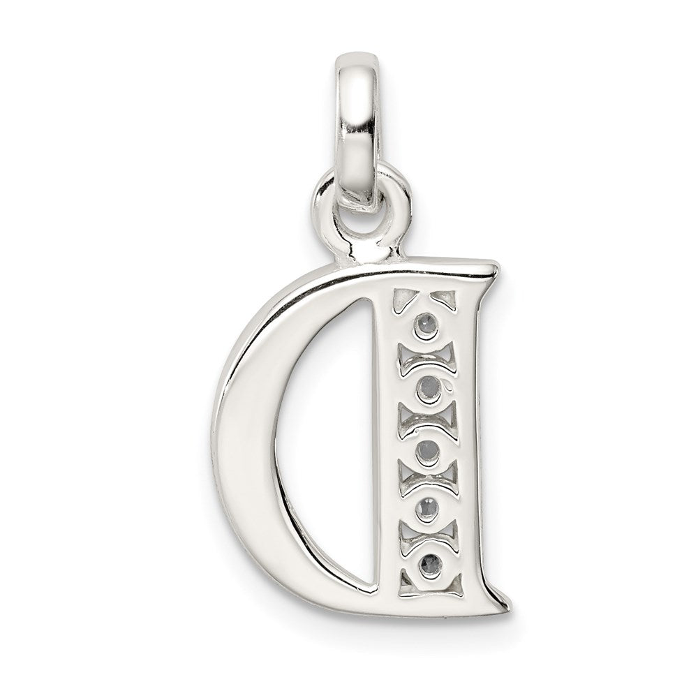 Sterlingsilber Weiß Zirkonia Buchstabe D Initiale Anhänger