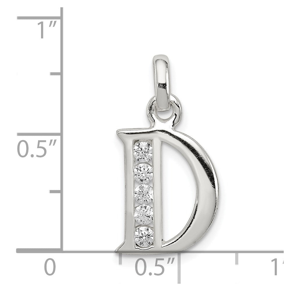Sterlingsilber Weiß Zirkonia Buchstabe D Initiale Anhänger