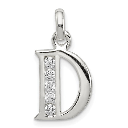 Sterlingsilber Weiß Zirkonia Buchstabe D Initiale Anhänger