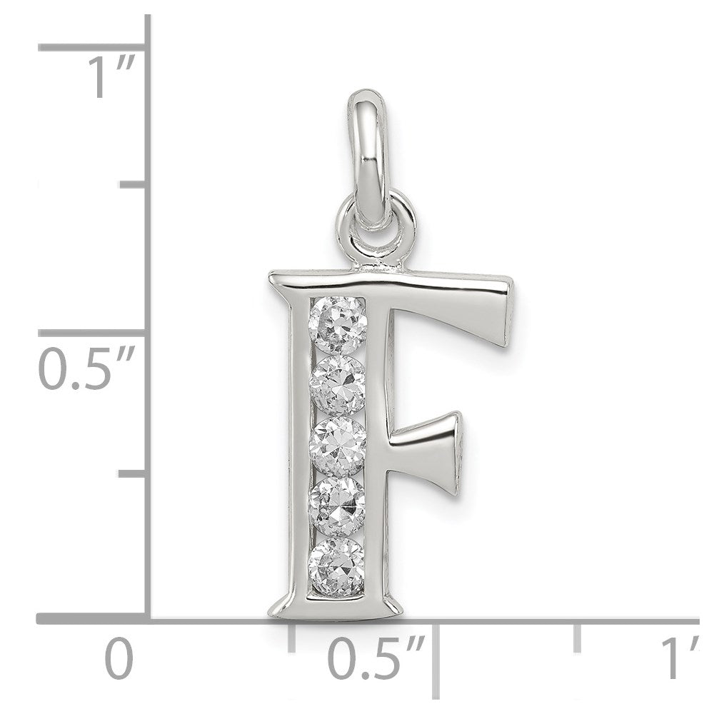 Sterlingsilber Weiß Zirkonia Buchstabe F Initiale Anhänger