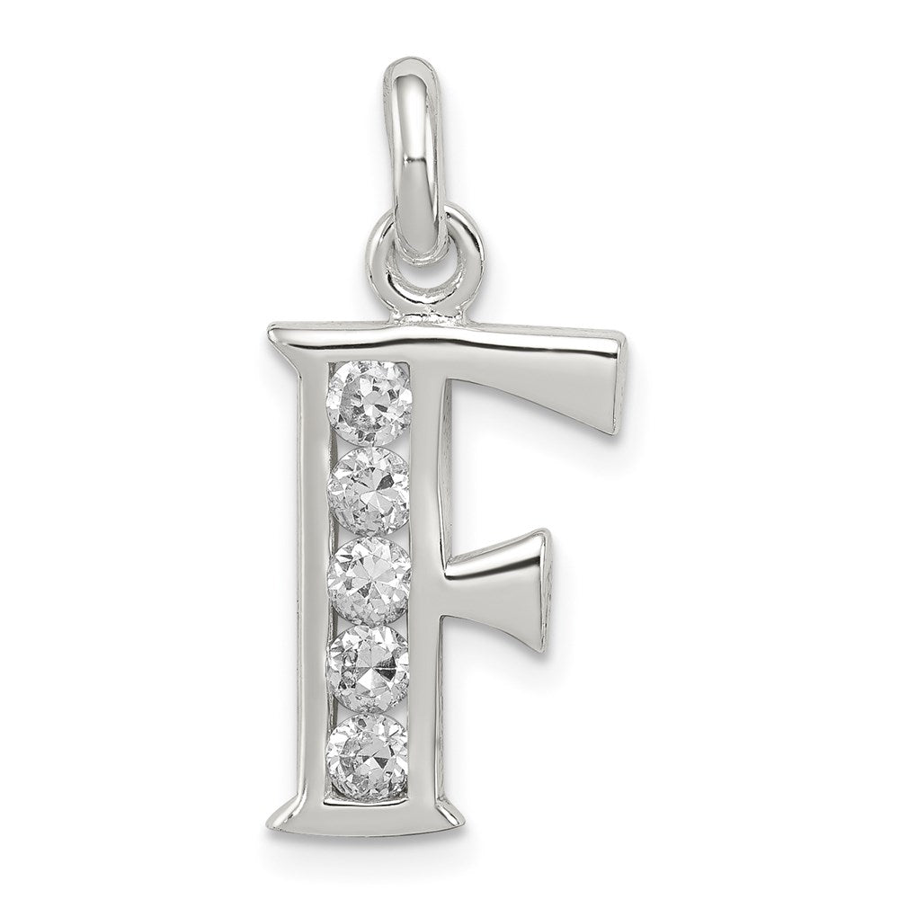 Sterlingsilber Weiß Zirkonia Buchstabe F Initiale Anhänger