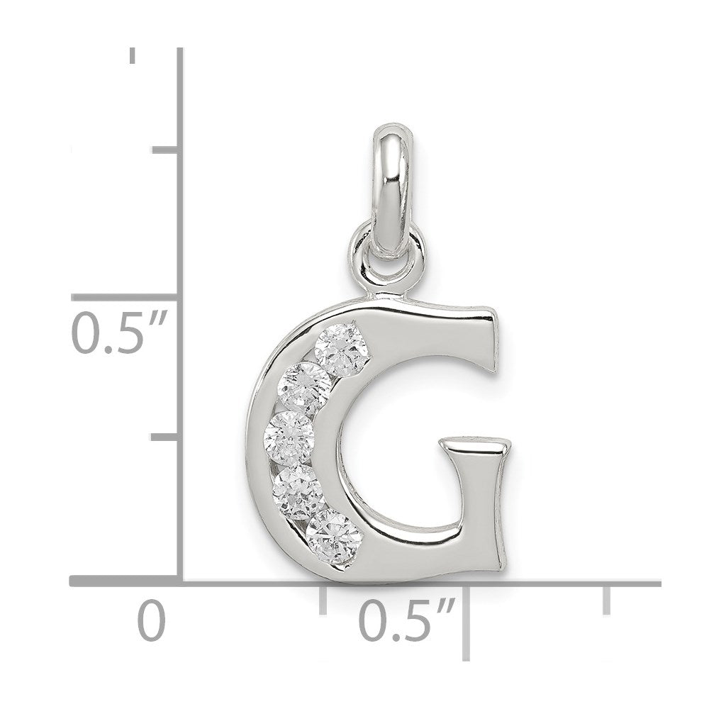 Sterlingsilber Weiß Zirkonia Buchstabe G Initiale Anhänger
