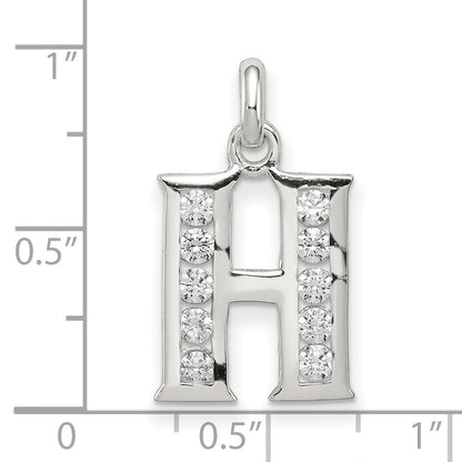 Sterlingsilber Weiß Zirkonia Buchstabe H Initiale Anhänger