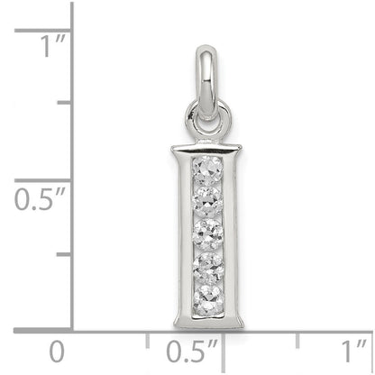 Sterlingsilber Weiß Zirkonia Buchstabe I Initiale Anhänger