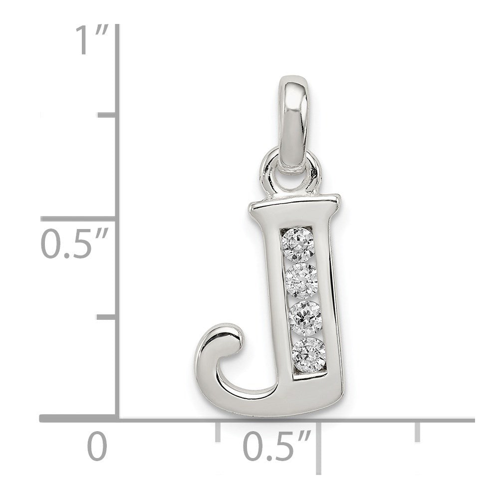 Sterlingsilber Weiß Zirkonia Buchstabe J Initiale Anhänger