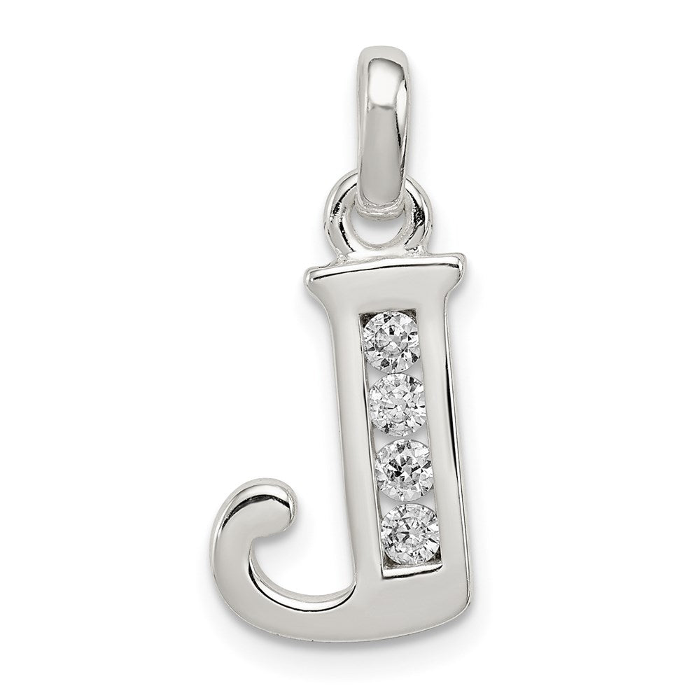 Sterlingsilber Weiß Zirkonia Buchstabe J Initiale Anhänger