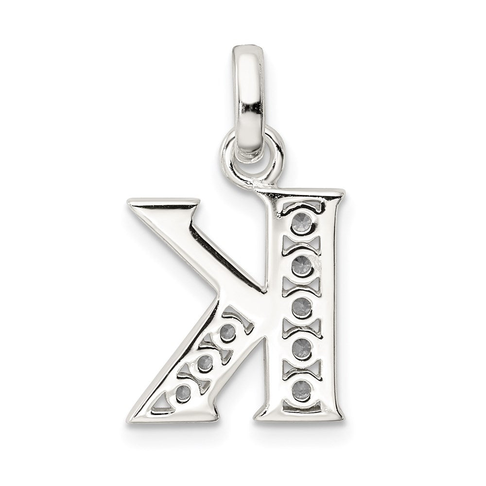 Sterlingsilber Weiß Zirkonia Buchstabe K Initiale Anhänger