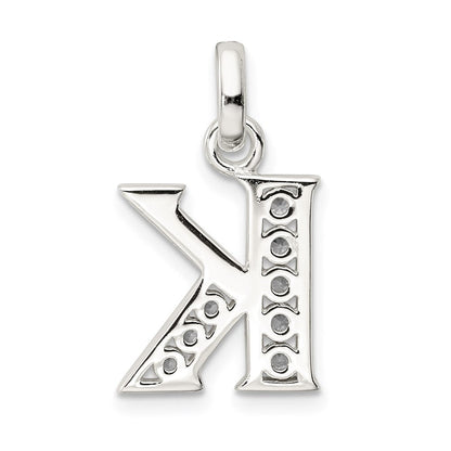 Sterlingsilber Weiß Zirkonia Buchstabe K Initiale Anhänger