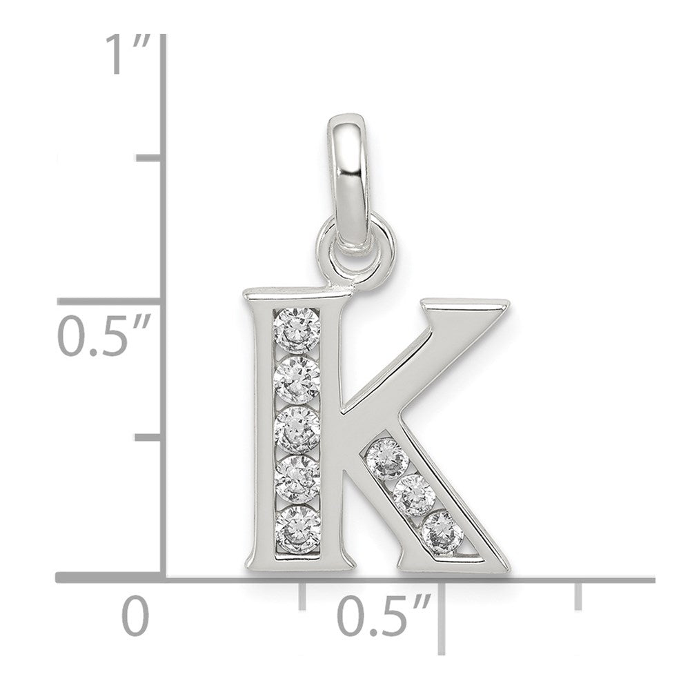 Sterlingsilber Weiß Zirkonia Buchstabe K Initiale Anhänger