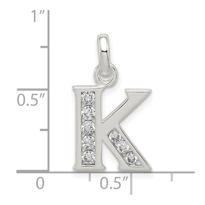 Sterlingsilber Weiß Zirkonia Buchstabe K Initiale Anhänger
