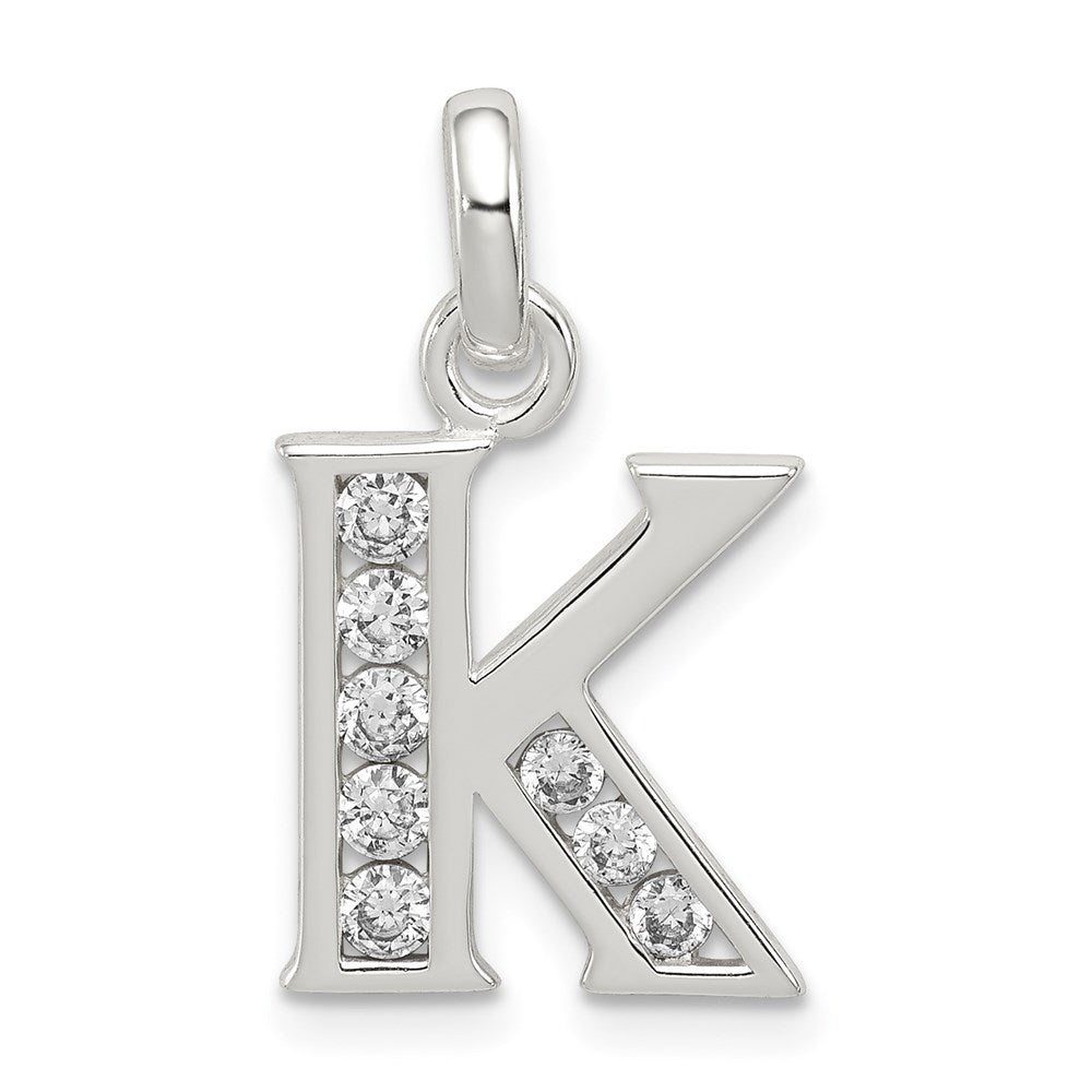 Sterlingsilber Weiß Zirkonia Buchstabe K Initiale Anhänger
