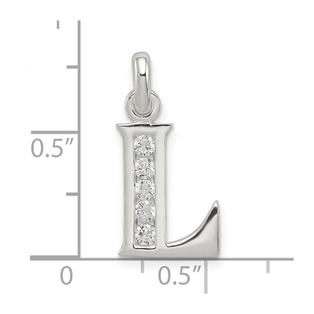 Sterlingsilber Weiß Zirkonia Buchstabe L Initiale Anhänger