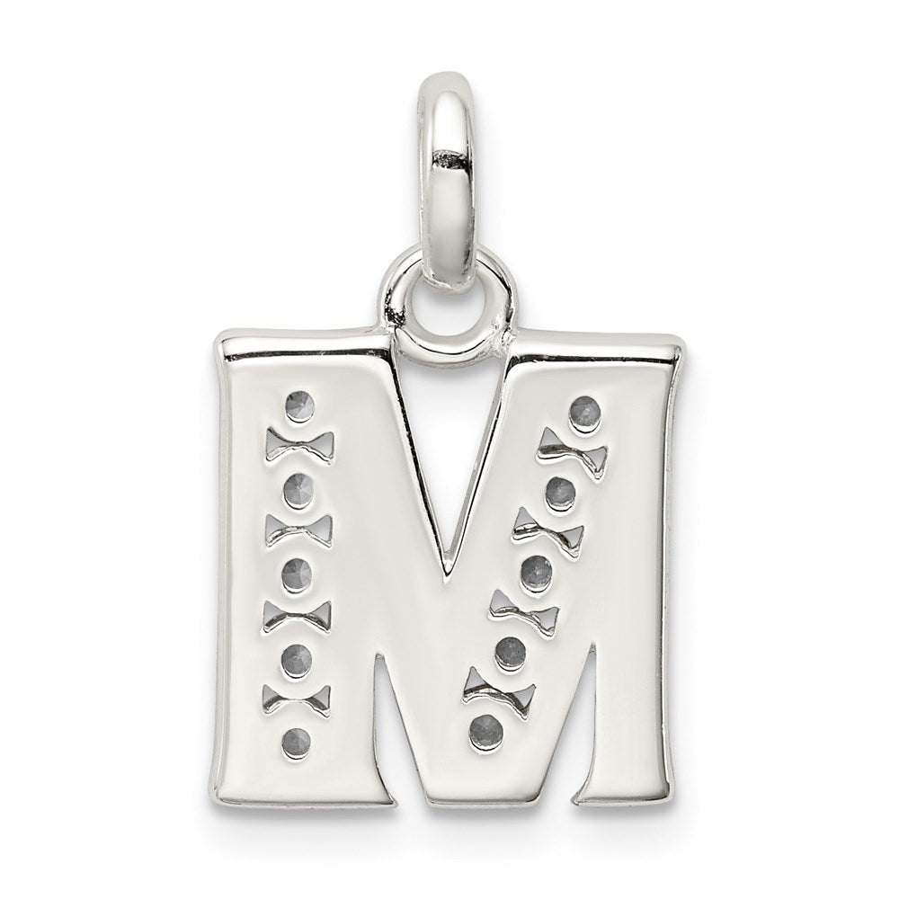 Sterlingsilber Weiß Zirkonia Buchstabe M Initiale Anhänger