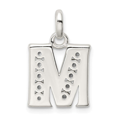 Sterlingsilber Weiß Zirkonia Buchstabe M Initiale Anhänger